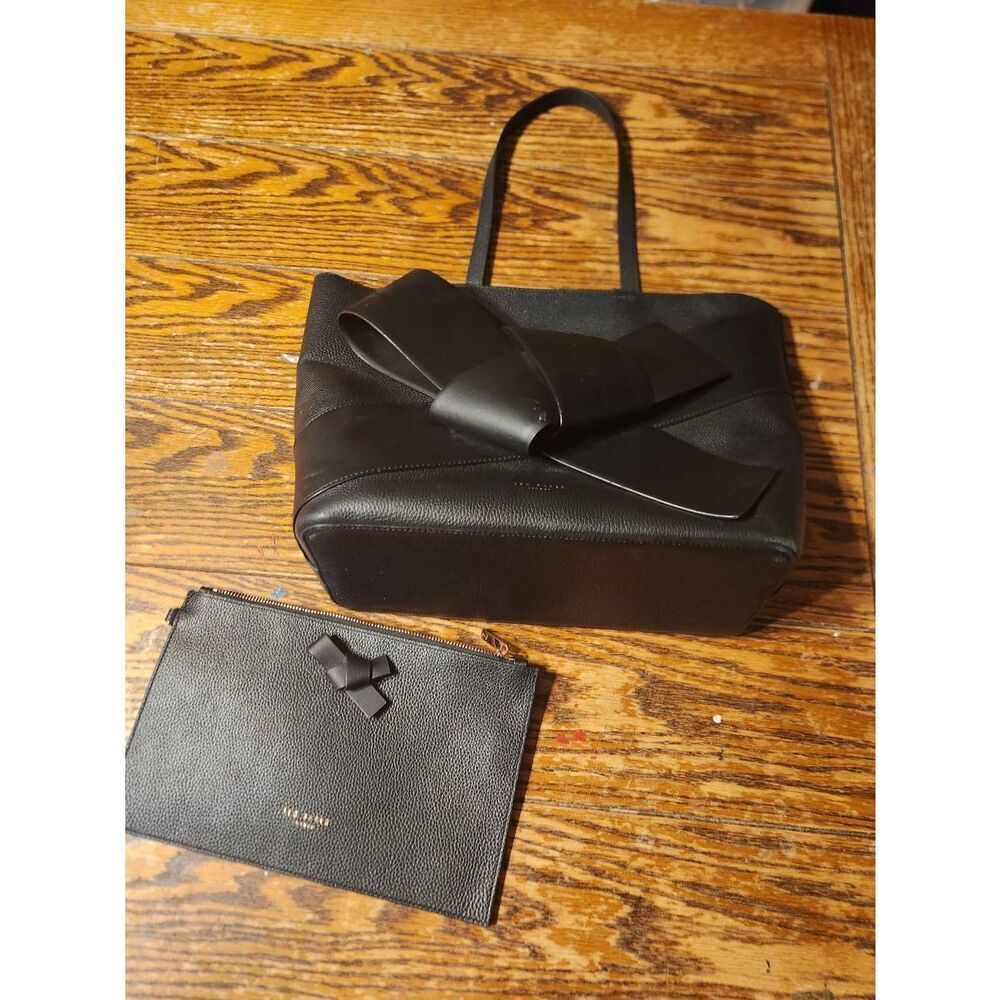 Ted Baker Giant Knot black Leather Shopper Tote and pouch